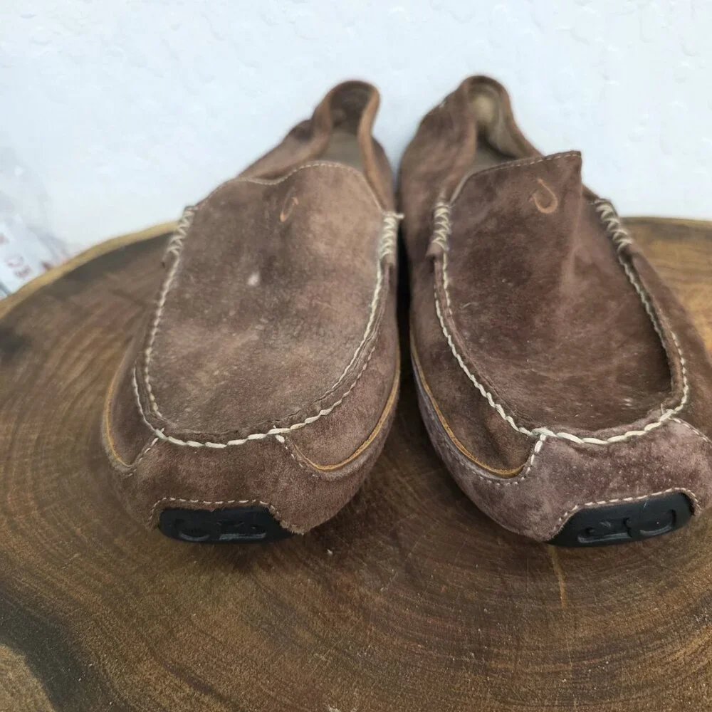 Olukai Mens 10.5 Lokahi Driving Moccasin Shoes Suede Slip On Loafer Casual